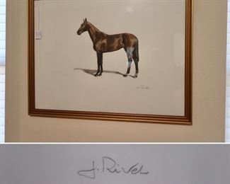 Framed and Signed Lithograph by Artist J. Rivet