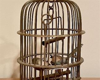 Item 11:  Vintage Wildwood Heavy Brass Bird Cage with Faux Birds - 11": $75