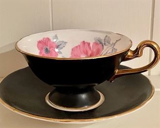 Item 54:  Royal Stafford cup & saucer (black with gold trim):  $15