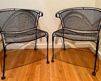 Item 57:  (2) Vintage Wrought Iron Chairs - 24"l x 17"w x 28.5"h: $65 for pair