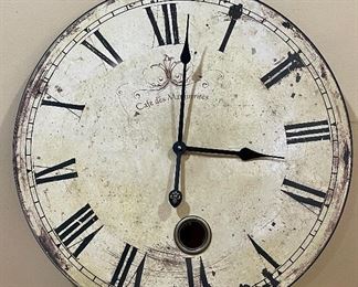 Item 66:  Distressed Cafe des Marguerites Battery Operated Clock - 23": $38