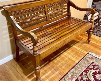 Item 8:  Carved Bench with Cushion - 51"l x 21.5"w x 34.5"h:  $245