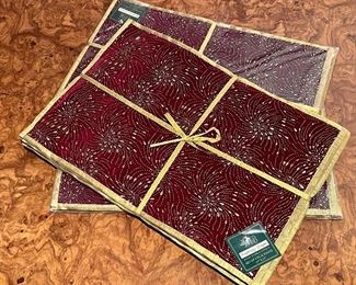 Item 74:  Set of 12 Burgundy and Gold Woodbridge Designs Placemats: $28 for all