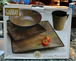 Item 99:  Gabbay Ceramic Dinnerware, 16 Pieces, Oasis Bronze:  $38