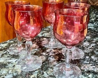 Item 107:  (6) Cranberry Wine Glasses: $14