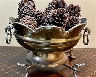 Item 111:  Brass Compote with Handles atop Adjustable Base:  $38