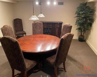 Fine Furniture Design Raylen Vineyards Wine Taster's Pedestal Table with Stanley Furniture Side Chairs