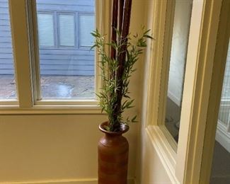 Decorative Bamboo in Terra Cotta Vase
