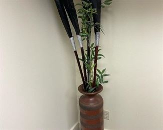 Decorative Wood Leaves in Terra Cotta Planter