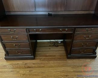 Ellis Line by SLIGH Wall Desk with Lighted Display Hutch