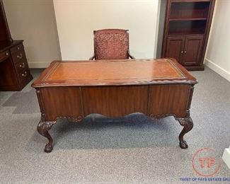Ellis Line by SLIGH Carved Mahogany Library Desk