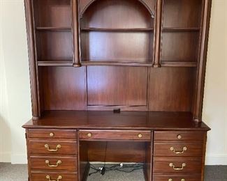 Ellis Line by SLIGH Wall Desk with Lighted Column Display Hutch