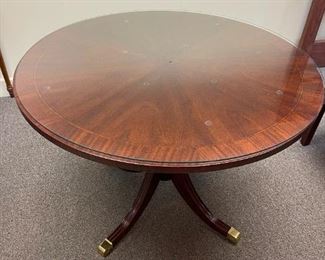 Round Wood Office Table with Glass Top Cover