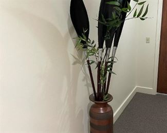 Decorative Wood Leaves in Terra Cotta Planter
