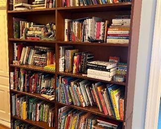 Bookcase and MOST books for sale