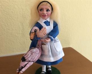 Vintage Alice in Wonderland Doll with Flamingo