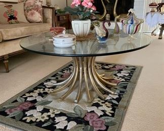 Glass Top Brass Coffee Table