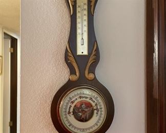 Vintage Barometer & Thermometer