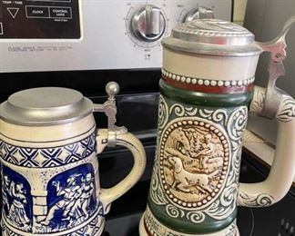 Vintage Beer Stein Mugs, German Steins