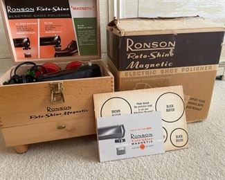 Vintage Ronson Roto-Shine Electric Shoe Polisher with Magnetic Attachments