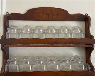 Hanging Spice Organizer with Glass Containers