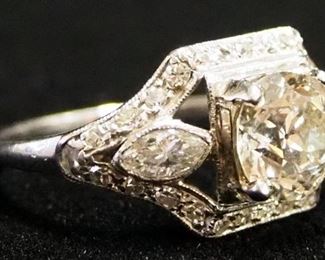 Platinum Ring With Clear Stones (Possibly Diamond Or Moissanite), Size 7-1/2, Approx 5.20 g Total Weight Including Stones