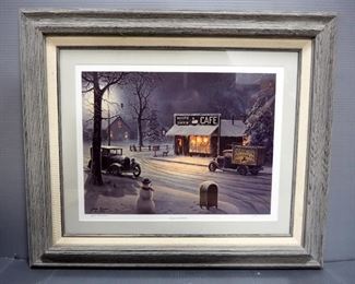 Jesse Barnes (American, 1936-2017) Supper And Small Talk Signed Print, Numbered 695/2800, Framed Matted Under Glass, 22" H x 26" W