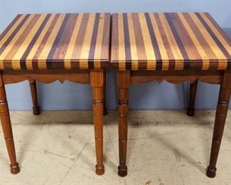 Butcher Block Style Side Tables, Qty 2, 20" H x 20" W x 16.5" D