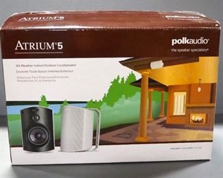 Polk Audio Atrium 5 All-Weather Indoor/Outdoor Loudspeakers, 1 Pair, Black, In Box