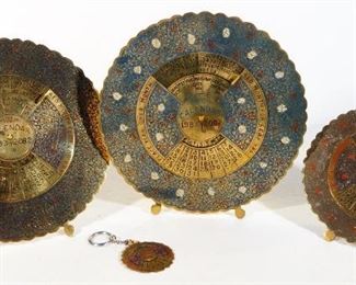 Brass 100 Year Calendars, Qty 2, 75 Year Calendar And 20 Year Calendar Keychain