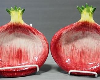 Fitz And Floyd Red Onion Trays And Dishes, 1 With Lid (Chips In Lid), Total Qty 4