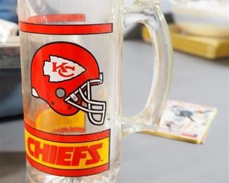 Assorted Sports Cards And Memorabilia, Includes KC Chiefs Mug, KC Royals Night Light, And More, Cards Are Uncounted And Unsorted