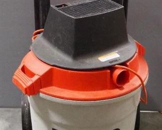 Ridgid 16 Gallon Wet Dry Vac, 6.25 HP, With Some Attachments, On Wheeled Cart, Powers On