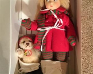 Winter Time Edith 14” ( Haut Melton ) and Little Bear  7” ( Steiff) 