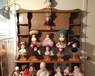 Bisque Heads on Stands Handmade Hats