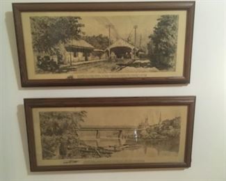 Pair of framed Railroad Prints
