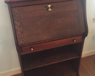 Small oak Secretary and several vintage Watches