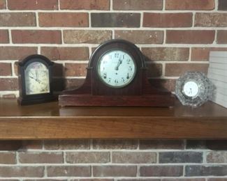 Seth Thomas Mantle Clock, battery-run Grandmother’s Clock and Waterford Crystal Clock
