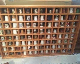 Impressive Thimble collection w/ sectioned Wooden Storage Box