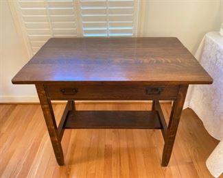 Craftsman-style oak Desk (labeled Charles Limbert and sold by Mandel Brothers, Chicago). What a rare treasure!
