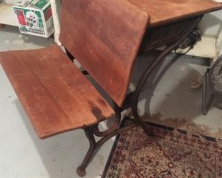 Antique wood Desk w/ iron base
