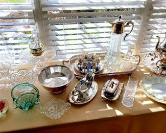 Silverplate, glassware, and more!