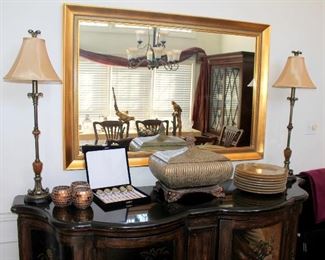 Lamps, home decor, dining items (mirror and furniture are in our online auction)