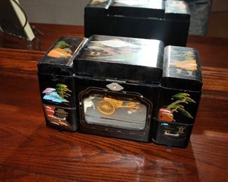 Vintage musical Asian jewelry box