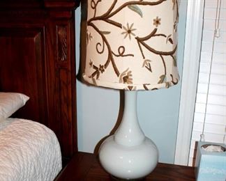 Pair of ceramic lamps with decorative shades
