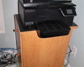 HP printer, filing cabinet