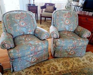 Lot 5 - Pair of Sherrill Upholstered Swivel Rocker Armchairs