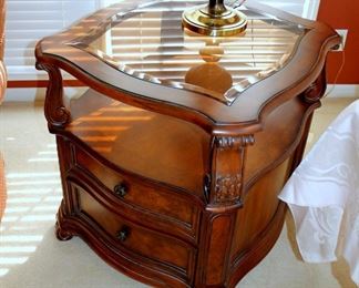 Lot 6 - Drexel Glass Top Coffee Table & End Table