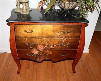Lot 19 - Asian 3-Drawer Chest + Oval Mirror