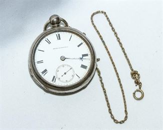 Coin Silver Key Wind Pocket Watch-Needs Work-Key included